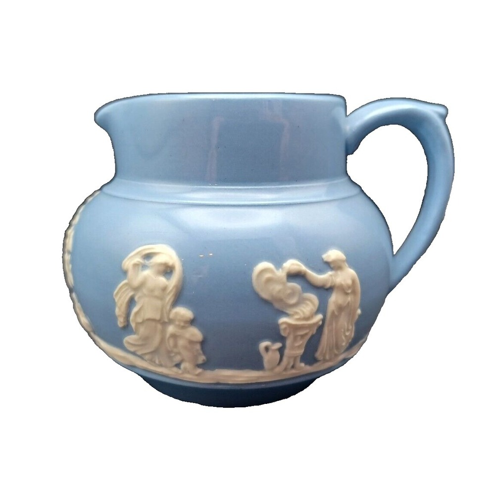 Jasperware Creamer Blue White Made in England